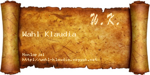 Wahl Klaudia névjegykártya